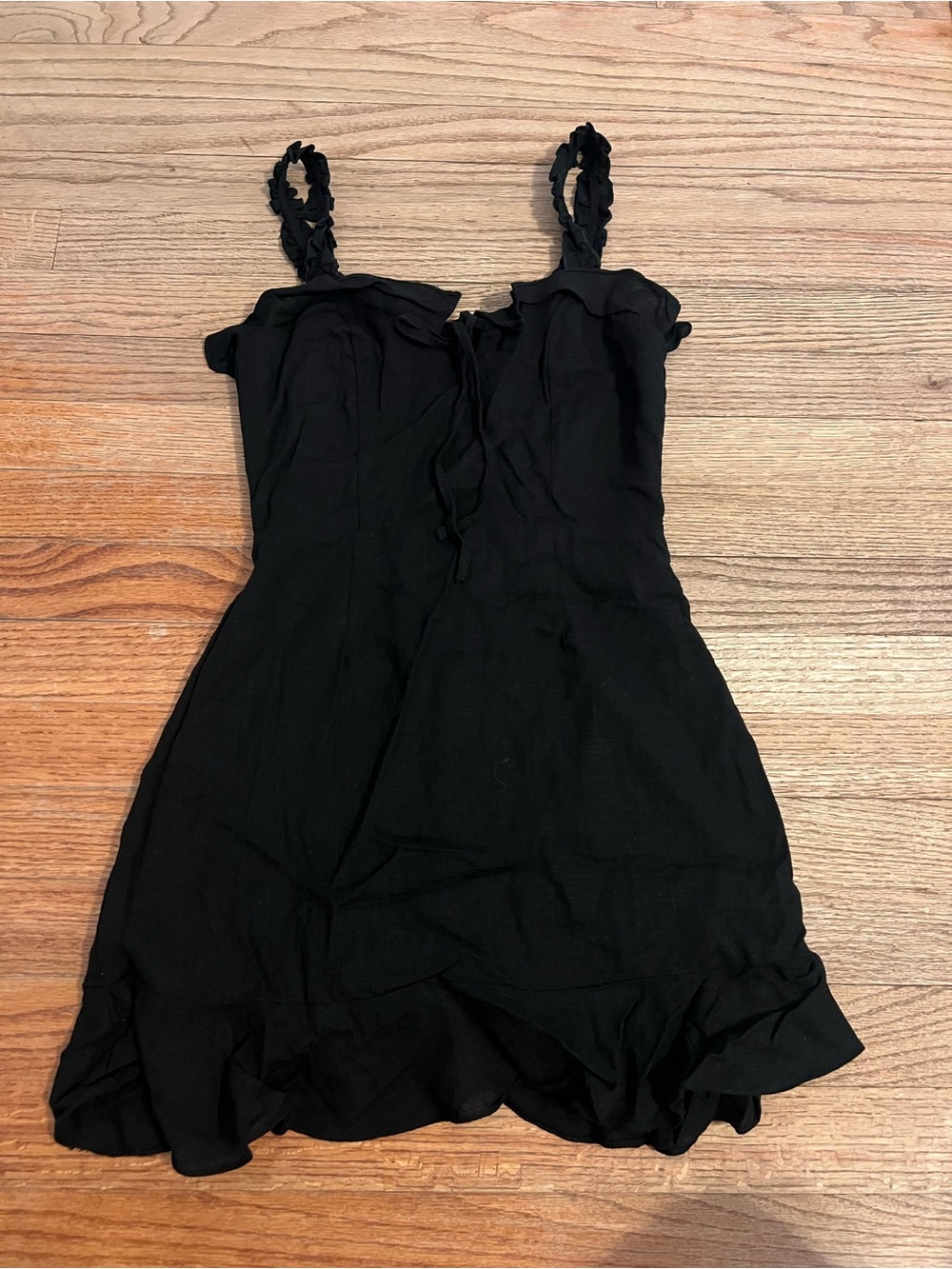 Lulu's Black Ruffle-Trim Mini Dress